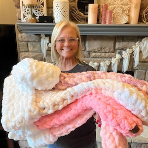 Jumbo Chenille Christmas Stocking: Large Pink Holiday Decor