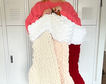 Large Jumbo Christmas Stockings,X-Large Stocking,Christmas Decoration,Red Stocking,Christmas Gift,Custom Stockings,Chunky Knit Stockings