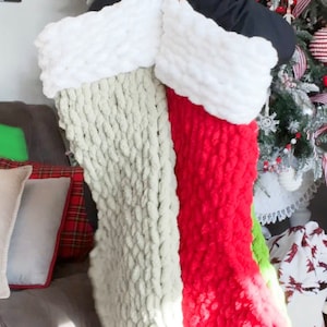Jumbo Chenille Christmas Stocking: Chunky Knit, Extra-Large
