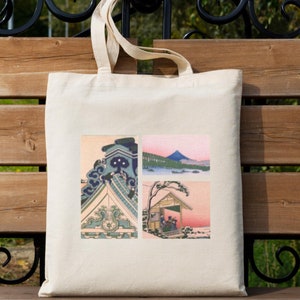 Ukiyoe Japanese Art Canvas Tote Bag, Japanese Bag, Japanese Art Bag, Vintage Art Bag, Landscape Graphic Bag, Aesthetic Tote Bag