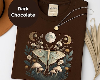 Gothic Luna Moth T-Shirt: Dark Academia Witchy Tee