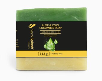 Jabón hidratante artesanal de aloe y pepino – Barra de aromaterapia refrescante