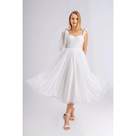 sparkly white dress midi NINA White Sequin Midi Dress
