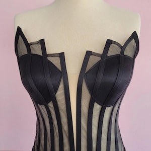 Transparent Corset | Mesh Bustier | Bustier Corset Top | Bridal Lingerie | Cupped Corset | Bridal Shower Gift | Over Bust Corset