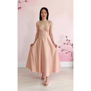 Satin Corset Midi Dress: Elegant Strapless Formal Gown
