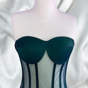 Transparent Underwire Corset Bustier, Over Bust Corset , Mesh Bustier, Bustier Corset Top, Bridal Lingerie, Over Bust Corset
