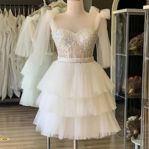 Pearl Wedding Dress/ Ivory Dress/ Bridal Dress/ Engagement Dress/ Mini Wedding Dress/ Plus size Dress/ Gift For Her/ Satin Wedding Dress