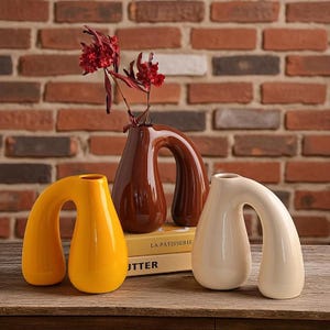 Handmade Ceramic Vase | Elegant Pottery Vase for Flowers | Modern Decorative Vase | Unique Artisan Home Decor Gift