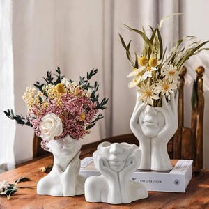 Ceramic Face Vase | Abstract Modern Flower Vase | Sculptural Ceramic Planter | Minimalist Home Decor | Unique vase | Gift Idea