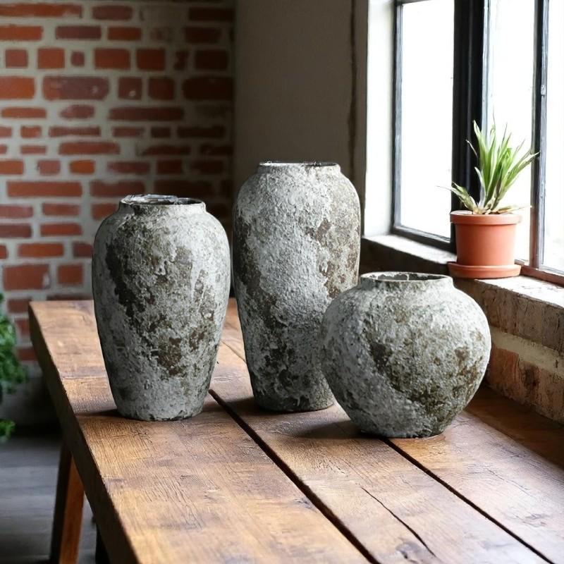 手作り陶器の花瓶 | 素朴な古石仕上げ | わびさびインテリア - Etsy 日本