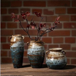 Handmade Rustic Ceramic Vase: Wabi Sabi Decor, Vintage Clay Pot