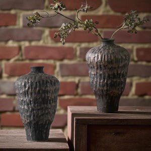 Black Ceramic Vase Handmade | Wabi-Sabi Pottery Vessel | Modern Home Decor | Unique Minimalist Design Vase | Japandi Style Accent