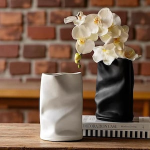 Handmade Ceramic Vase: Minimalist Bag-Shaped Pottery Centerpiece