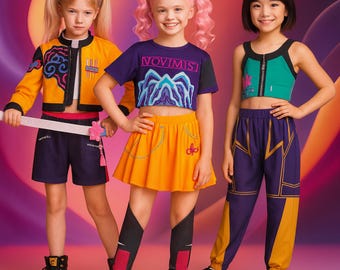 Mira, Zoey & Rumi-Inspired Fantasy Girl Group Costume – K-pop Cosplay Outfit for Halloween or Dance Performance