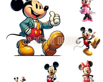 Minnie and Mickey Mouse Clip Art, Disney PNG Bundle (Digital Download)