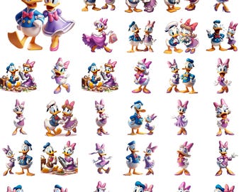 Donald And Daisy Png Bundle, Comfort Colors, Daisy Duck And Donald Duck T-Shirt, Besties T-Shirt, Disney In Love, Minnie Bow Coquette, Gift