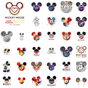 Mickey Mouse Bundle Png, Mickey Mouse PNG, Minnie Mouse PNG, Mickey and Minnie Head Clipart, Colorful Mickey Head Silhouette, Gift