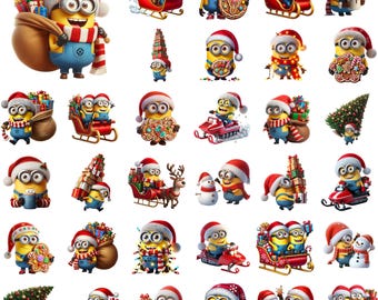 Christmas Minions PNG Bundle: Animated Characters Clipart (Digital Download)