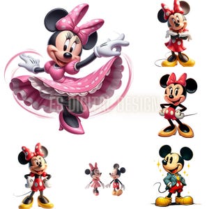 Minnie and Mickey Bundle Png, Mickey and Minnie Mouse T-Shirt, Mug, Hat Design, Mickey and Minnie Clip Art, Disney High Quality Design Gifts