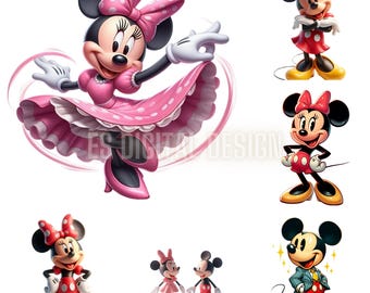 Pacchetto PNG di Minnie e Topolino, Clip Art Disney (download digitale)