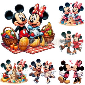 Minnie and Mickey Bundle Png, Mickey and Minnie Mouse T-Shirt, Mug, Hat Design, Mickey and Minnie Clip Art, Disney High Quality Design Gifts