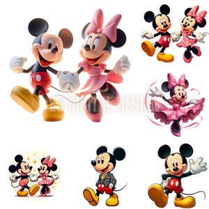Minnie and Mickey Bundle Png, Mickey and Minnie Mouse T-Shirt, Mug, Hat Design, Mickey and Minnie Clip Art, Disney High Quality Design Gifts