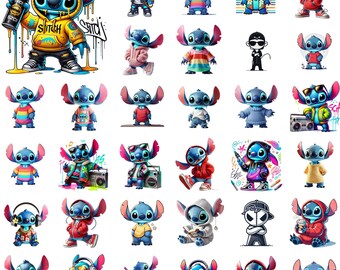 Stitch PNG Clipart Bundle: Streetwear Designs (Digital Download)