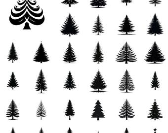 Christmas Tree PNG Bundle: Pine Silhouette Clipart (Digital Download)