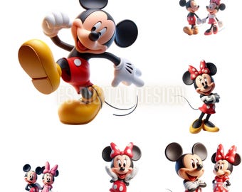 Minnie and Mickey Mouse PNG Bundle, High-Quality Disney Clip Art (Digital Download)