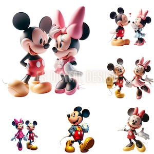 Lot Minnie et Mickey png, t-shirt Mickey et Minnie Mouse, mug, chapeau, clipart Mickey et Minnie, cadeaux design haute qualité Disney