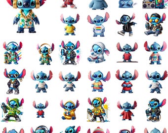 Stitch PNG Clipart Bundle: Streetwear Designs (Digital Download)