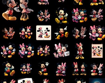 Mickey and Minnie Mouse Christmas PNG Bundle (Digital Download)
