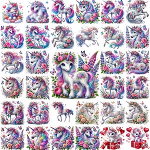 Valentines Day Unicorn Png Bundle, Rainbow Unicorn Clipart, Baby Unicorn Collection Clipart, Magic Unicorn, Unicorn Birthday Girl Clipart