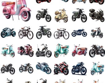 Motorcycle PNG Bundle: Bike Clipart Designs (Digital Download)