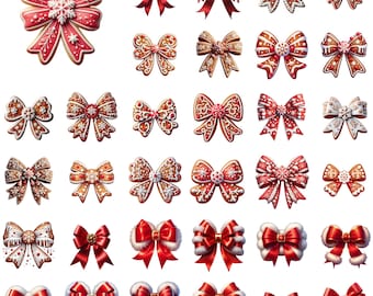 Christmas Bow PNG Bundle: Santa, Sublimation Designs (Digital Download)