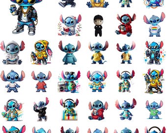 Stitch PNG Clipart Bundle: Streetwear Designs (Digital Download)