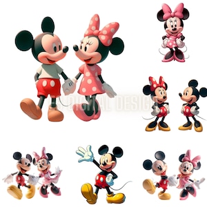 Minnie and Mickey Bundle Png, Mickey and Minnie Mouse T-Shirt, Mug, Hat Design, Mickey and Minnie Clip Art, Disney High Quality Design Gifts