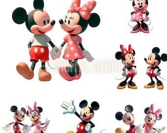 Pacchetto PNG di Minnie e Topolino, Clip Art Disney (download digitale)