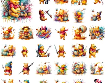 Winnie the Pooh Clipart Bundle: Transparent PNG Images (Digital Download)