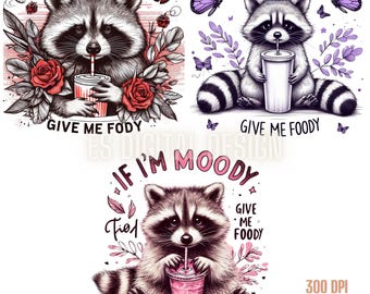 Moody Raccoon PNG Bundle: Funny Sarcastic Design (Digital Download)