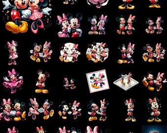 Mickey and Minnie Mouse PNG Bundle: Valentine & Christmas Clipart (Digital Download)