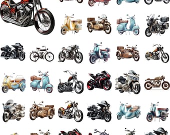 Motorcycle PNG Bundle: Bike Clipart Designs (Digital Download)