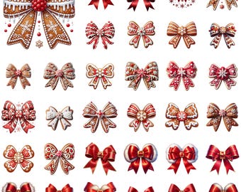 Christmas Bow PNG Bundle: Santa Bow Clipart (Digital Download)