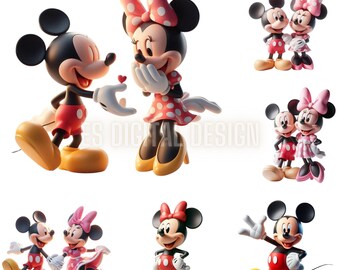 Pacchetto PNG di Minnie e Topolino, Clip Art Disney (download digitale)