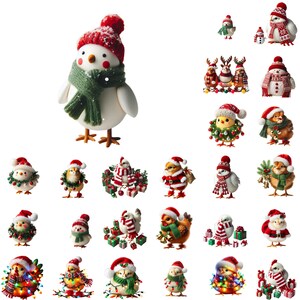 Chicken Christmas Png Bundle, Holiday Chicken Design, Chickens With Scarves, Funny Chicken T-shirt Design, Chicken Sublimation Png, Gifts