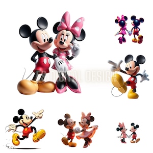 Minnie and Mickey Bundle Png, Mickey and Minnie Mouse T-Shirt, Mug, Hat Design, Mickey and Minnie Clip Art, Disney High Quality Design Gifts