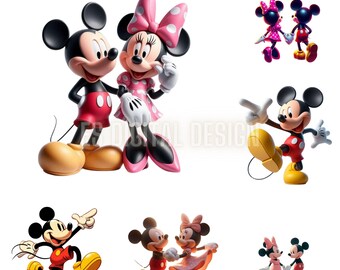 Pacchetto PNG di Minnie e Topolino, Clip Art Disney (download digitale)