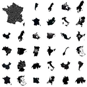 Länder Karte Silhouetten Png-Bundle, Länderumrisse Clipart, Länder der Welt, europäische, afrikanische, asiatische Länder Silhouette, Welt, Geschenke