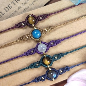 Ręcznie robiona makramowa bransoletka energetyczna dla kobiet, idealny prezent, talizman dla niej/siostry/przyjaciółki, naturalny kamień szlachetny, na urodziny/imprezę