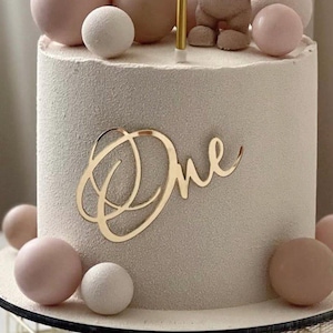 Acryl cakebedel "ONE" - Taartdecoratie aan zijkant voor 1e verjaardag - 1, set van 5 of set van 10 Beste waarde
